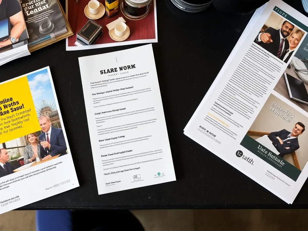leaflet on the table next to other advertising documents